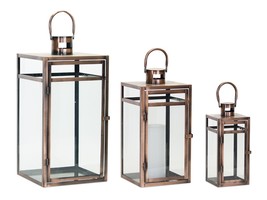 Lantern (Set of 3) 11.75&quot;H, 16&quot;H, 20.5&quot;H Metal/Glass - £103.20 GBP