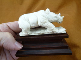 (rhino-16) medium Rhinoceros Rhino of shed ANTLER figurine Bali detailed... - $102.37