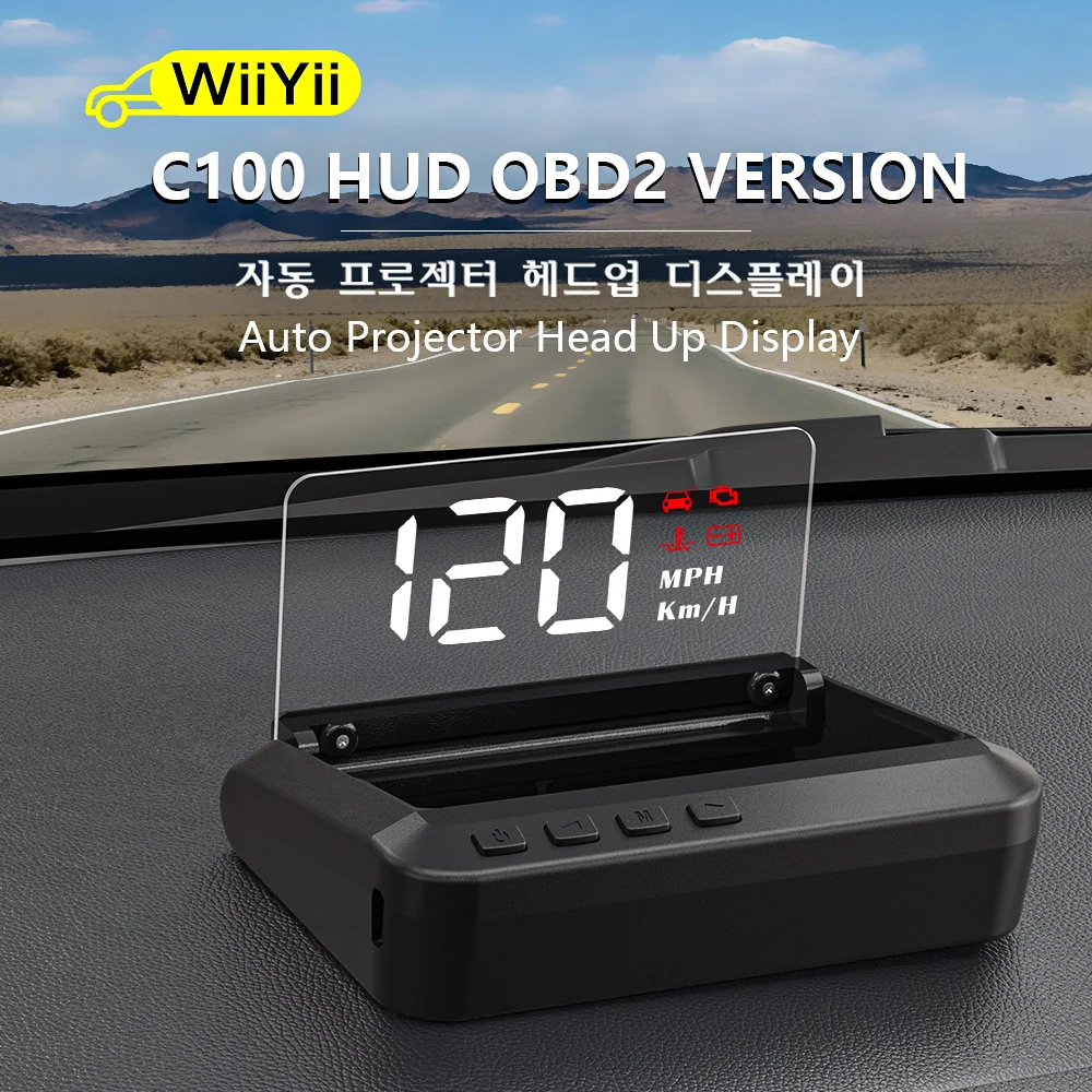WiiYii C100 OBD2 GPS Car Speed Projector Mirror Driving On-board HUD Head Up - £29.65 GBP