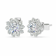 3CT Simulated Diamond 14K White Gold Plated Solitaire Stud Earrings For Womens - £53.39 GBP