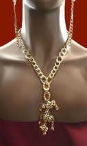 Casual Chic Golden  Chain Jaguar Leopard Pendant Statement Necklace Earr... - £16.66 GBP