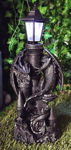 Mystical Rocky Top Castle Dungeon Guardian Dragon Solar LED Light Lantern Statue - £67.74 GBP
