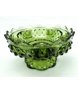 Fenton Art Glass Candle Bowl, Colonial Green Hobnail, Footed Base, #FNT218 - $24.45
