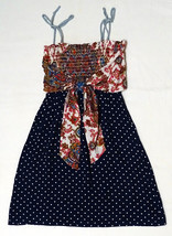 Fresh Karma Multicolor Smocked Top Polka Dot Skirt Sleeveless Dress Ties 8/10 M - $2.96