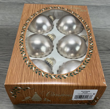 Vintage Box of 6 Christmas by Krebs Glass Ball Ornaments Platinum USA Made - £13.48 GBP