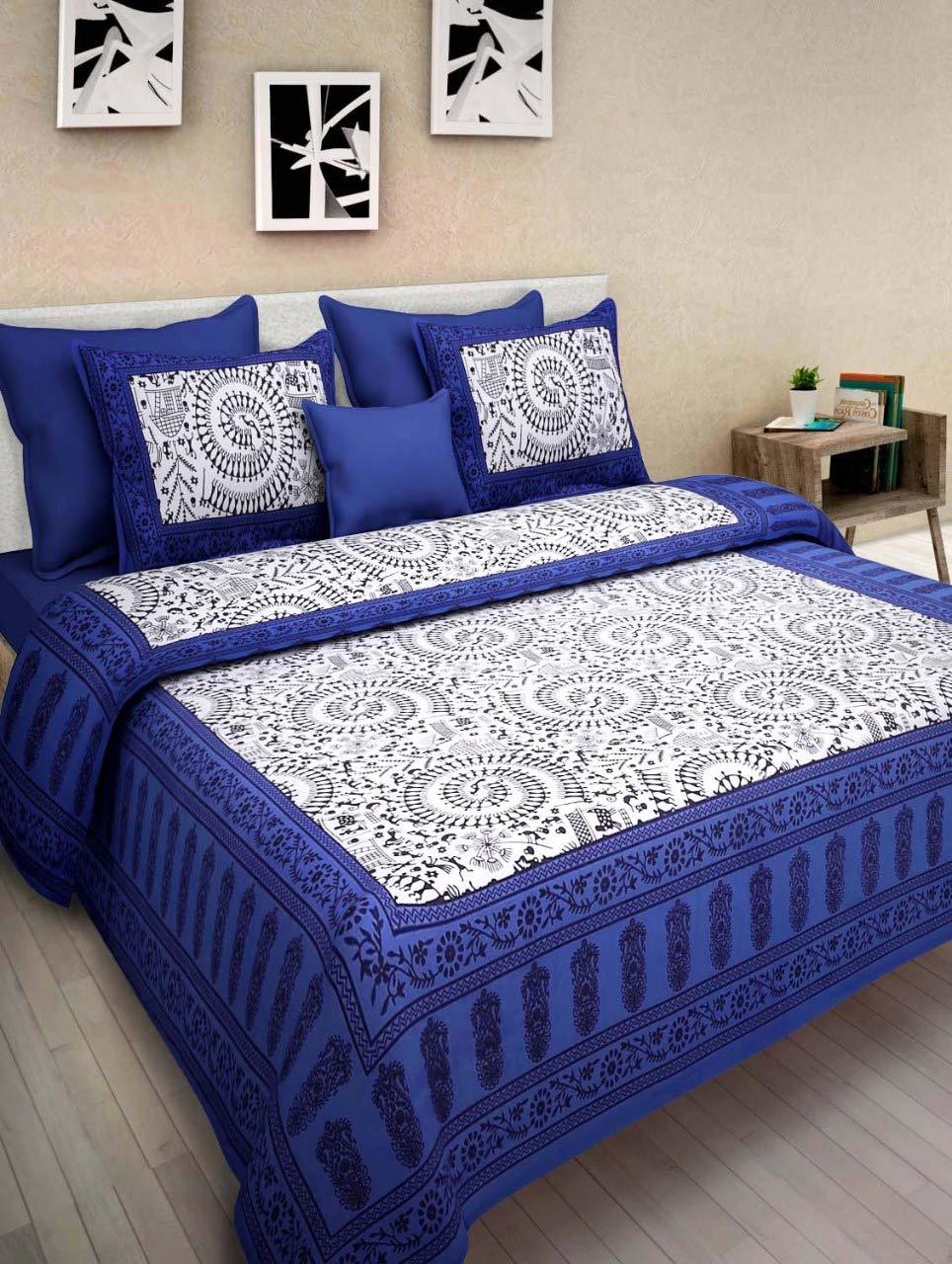 Rastogi Handicrafts Double Bedsheet Queen Size Tapestry Printed with 2 P... - $23.51