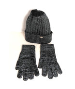 Steve Madden Womens Beanie Hat And Gloves Set Gray One Size Knit Winter - $11.87