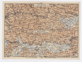 1910 Original Antique Map Of Danube River Donau Linz Passau / Austria Germany - $24.08