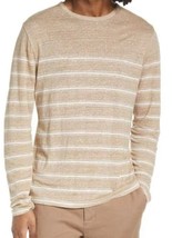 Vince  Beige White Stripes 100%Linen Men&#39;s Knitted Sweater Size XL - £89.18 GBP