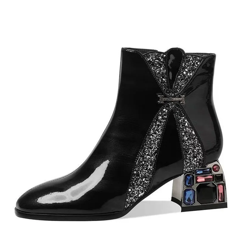 2024   Women  Ankle Pumps Chelsea Boots  Party Crystal Shoes PU  Clic Platform S - £185.98 GBP