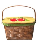 Vintage Hand-Painted Woven Wood Basket Purse Handbag Red Apple Signed Na... - $532.93 MXN