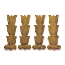 Set of 4 Antique Wood Carved Applique Floral Leave Ornament Furniture Wa... - £19.44 GBP