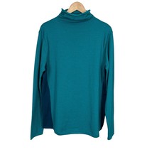 Duluth Trading Sweater Womens XL Green S&#39;no Sweat Turtleneck Stripe Coolmax Knit - £27.51 GBP