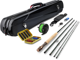 Fly Fishing Rod &amp; Reel Combo Kit 4-Piece Carbon Rod, 12 Flies, Travel Case - $194.69 CAD