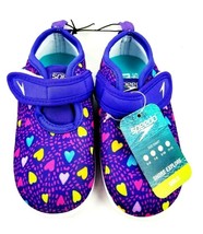 Little Girls Kids Speedo Water Shoes Size Small 5 -6 Purple Hearts, Sturdy Soles - £4.66 GBP