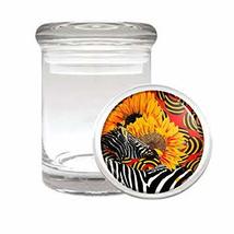 Zebra Sunflower Em1 Medical Glass Stash Jar 3&#39;&#39; X 2&#39;&#39; Herb And Spice Storage Air - £6.35 GBP