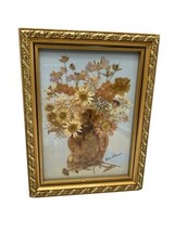 Botanical Floral Vintage Gold Framed Pressed Wild Flower Fantasy Wall Art - £35.44 GBP