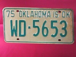 LICENSE PLATE Car Tag 1975 OKLAHOMA WD 5653 Woods County [Y5A - $9.60