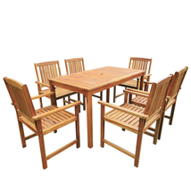 Outdoor Garden Patio 7 Piece Wooden Dining Dinner Set With 6 Chairs &amp; Ta... - $710.01
