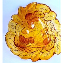 Amber MCM Indiana Glass Leaf Shape Leaves and Berries Candy Dish - £16.38 GBP