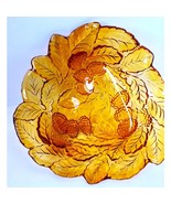 Amber MCM Indiana Glass Leaf Shape Leaves and Berries Candy Dish - £12.33 GBP