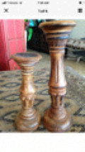 Set Of 2 Candle Holders Approx 11" & 15" Wood - £39.95 GBP