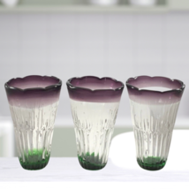 Anthropologie Saintpaulia Highball Tumbler Recycled Blown Glass Purple Green 3pc - £27.10 GBP