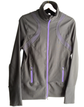 Zuzuzen Active Jacket Women Medium Black Purple Mesh Thumbhole Full Zip ... - £9.49 GBP