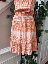 Btfbm Women&#39;s White Orange Sleeveless Halter Neck Casual Knee Length Dre... - $28.00