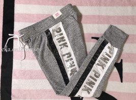 Victoria&#39;s Secret Pink Gray Marl Black White Silver Bling Skinny Jogger Pants XS - £79.23 GBP