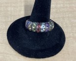 Sterling Silver Striped Faux Stones Ring Size 9 Estate Jewelry Find KG - $14.85