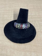 Sterling Silver Striped Faux Stones Ring Size 9 Estate Jewelry Find KG - £11.65 GBP