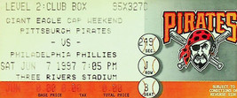 Pittsburgh Pirates Box Seat Ticket Stub (1997) - Three Rivers Stadium - Vintage - £6.74 GBP