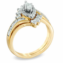 0.88 Ct Marquise Simulated Diamond 14K Yellow Gold Plated Engagement Ring Set - £59.91 GBP