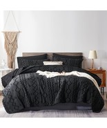 Black Tufted Bed In A Bag Queen Size Comforter Set With Sheets, Soft Lig... - £87.06 GBP