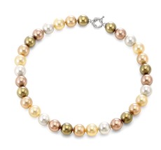 Authentic JOIA De Majorca Golden Hues Round Pearl Necklace, 12 mm - £143.87 GBP