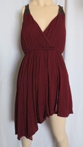 Double Zero Racerback Asymmetrical Hem Dress Burgundy Red Polka Dot Size L - £19.59 GBP