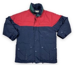 Vintage Eddie Bauer Goose Down Parka Puffer Jacket Coat Blue Red Colorblock Sz S - £35.89 GBP