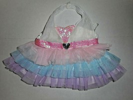 Build A Bear Girl TUTU Dress White Pink Blue Purple Sleeveless Halter Neck Strap - £10.07 GBP