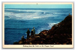 Fishing Off Rocks on Oregon Coast Highway Oregon OR UNP Chrome Postcard Z8 - £2.28 GBP