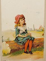 Antique Victorian Trade Card 1900s Girl w/Flowers 3.75 x 2.5 Ephemera - $22.36 CAD