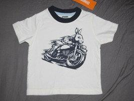 Gymboree Baby Boy Easter Bunny Rabbit Motorcycle T Shirt White Navy Blue... - £15.77 GBP