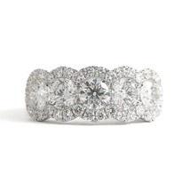 Authenticity Guarantee 
5-Stone Round Diamond Halo Wedding Band Ring 18K Whit... - £5,031.94 GBP