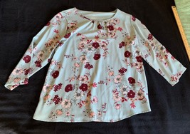 Van Heusen Womens Floral Print 3/4 Sleeve Top Size Large - $15.17