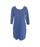 Ganni Anthropologie Lousa Shift Dress Textured Cotton Stretch Blue 3/4 S... - £19.02 GBP