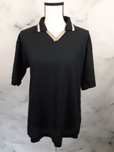Timeout for Her Black Golf Polo Shirt Women&#39;s Size L 14-16 V Neck Collar... - $213.51 MXN