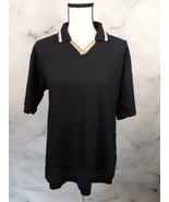 Timeout for Her Black Golf Polo Shirt Women&#39;s Size L 14-16 V Neck Collar... - $213.51 MXN