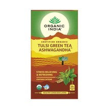 Organic India Certified Tulsi Green Tea Ashwagandha 25 Tea Bags (Pack of 2) - £11.01 GBP