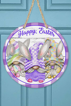 Purple Plaid Gnomes Easter Wall And Door Hanger - $28.95