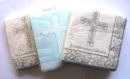 Lot of 3 Packs of Amscan Communion Confirmation Beverage Napkins &amp; 8 Invitations - £11.94 GBP